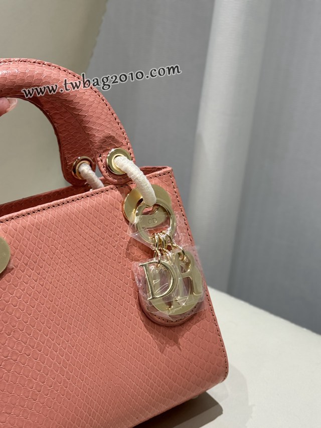 Dior专柜新款Lady女包迪奥高仿原单蟒蛇皮Ladymini三格戴妃手提单肩包 djfk1552
